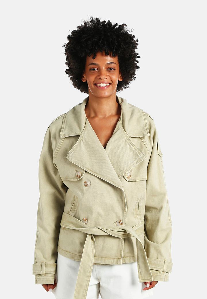 lapel collar trench jacket#color_sand