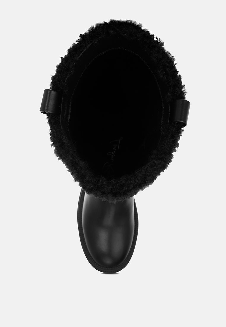 lapland fur detail calf length boots#color_black
