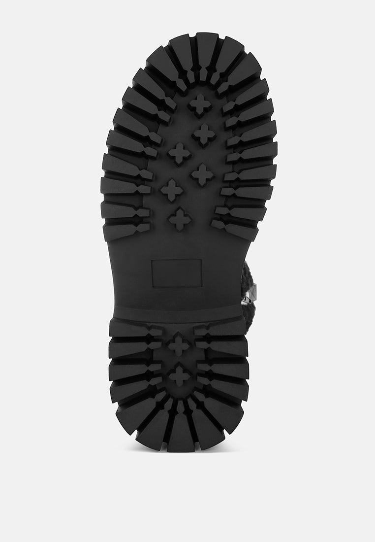 lapland fur detail calf length boots#color_black