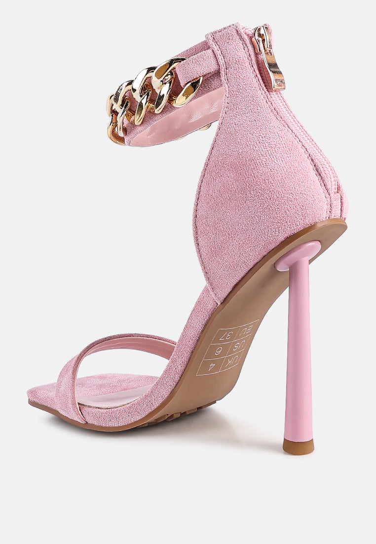 last sip heeled faux suede chain strap sandals#color_pink