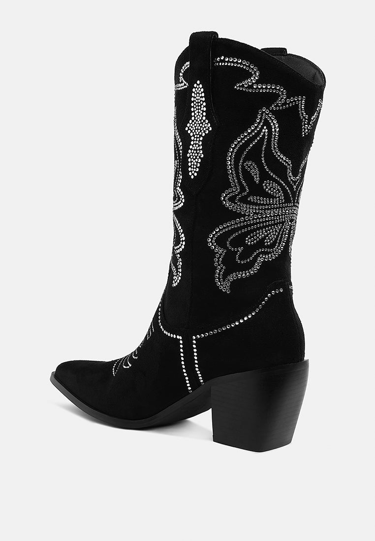 Botas cowboy latafa adornadas con pedrería#color_negro