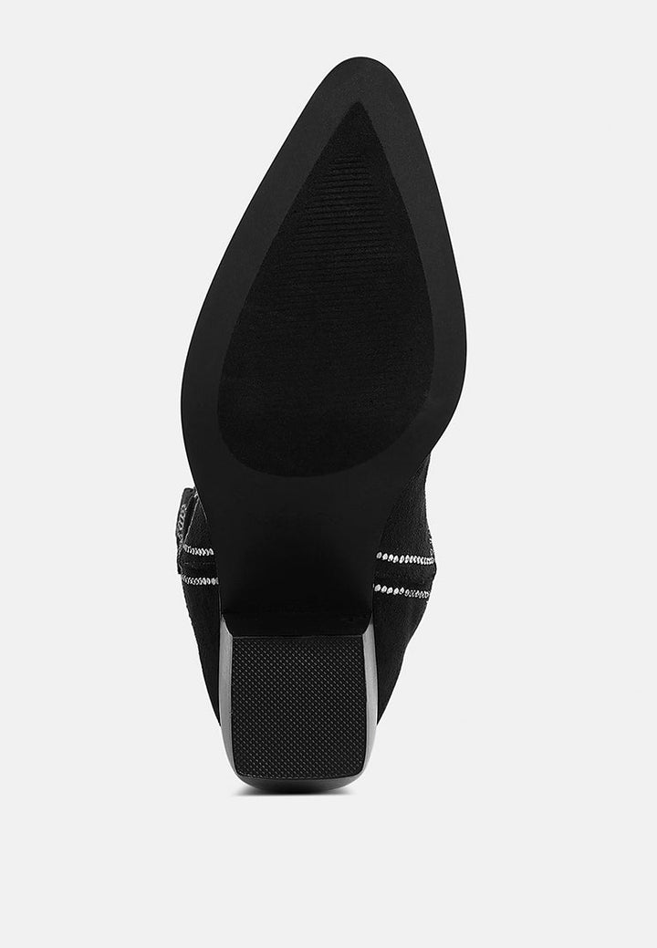 Botas cowboy latafa adornadas con pedrería#color_negro