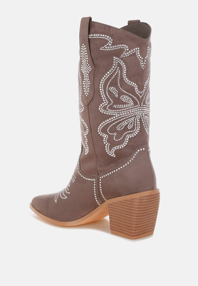 Botas cowboy latafa adornadas con pedrería#color_taupe