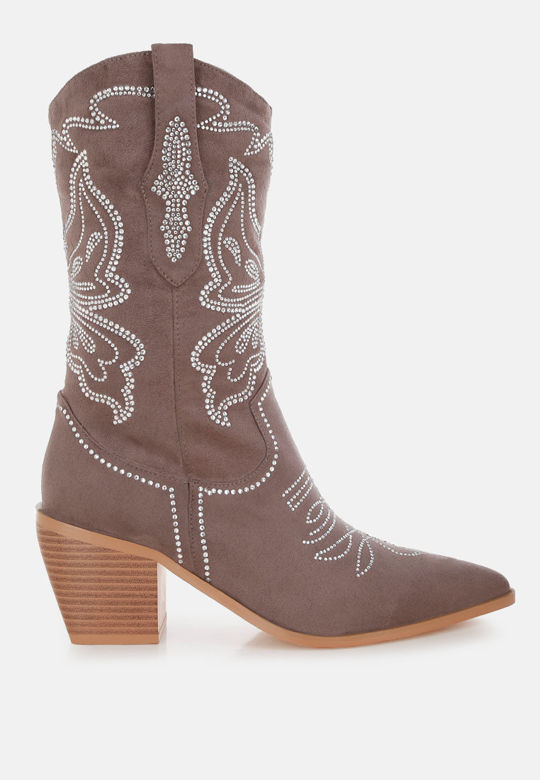 Botas cowboy latafa adornadas con pedrería#color_taupe