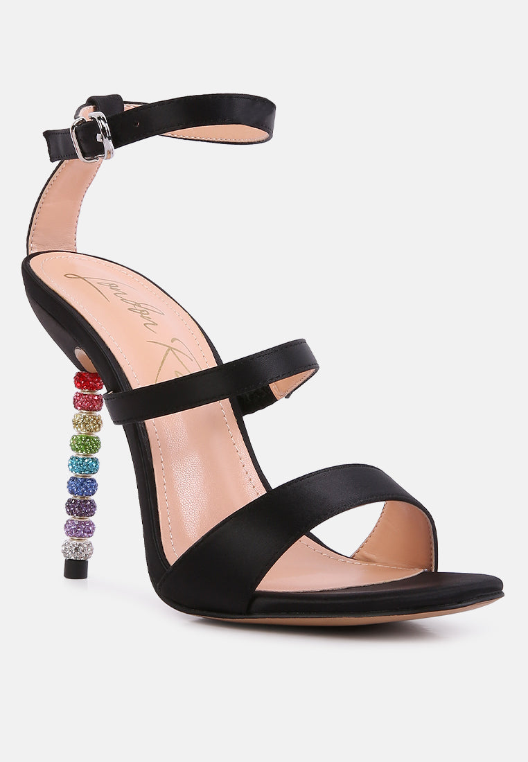 lawsuit rhinestone ball heel satin sandals#color_black