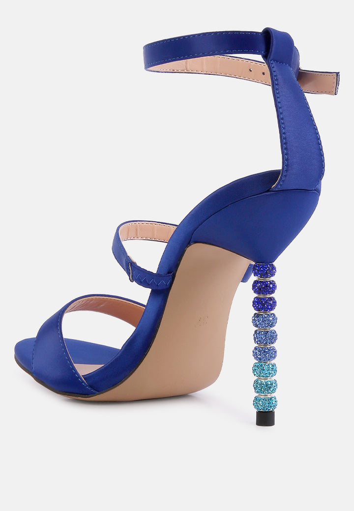 lawsuit rhinestone ball heel satin sandals#color_blue