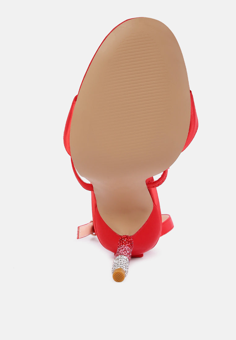 lawsuit rhinestone ball heel satin sandals#color_red