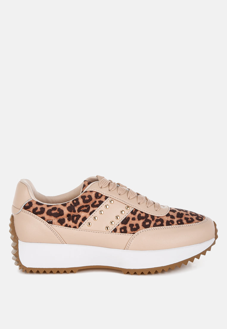 Zapatillas lepark de piel auténtica con estampado de leopardo#color_beige