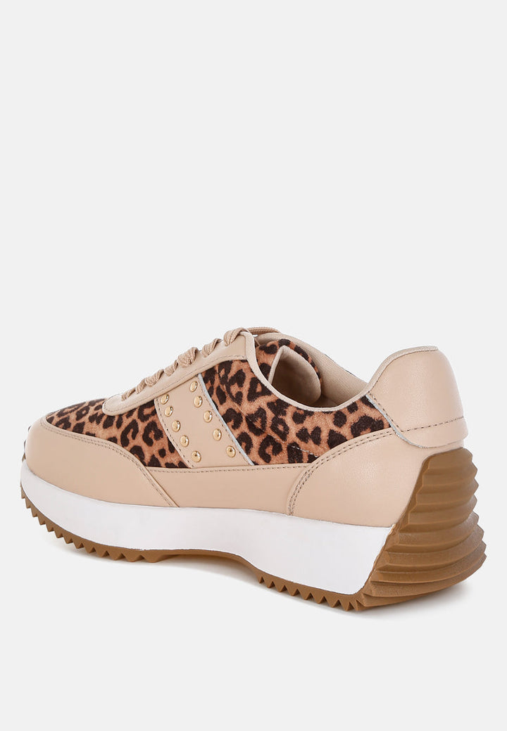 Zapatillas lepark de piel auténtica con estampado de leopardo#color_beige