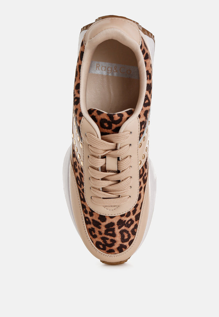 Zapatillas lepark de piel auténtica con estampado de leopardo#color_beige