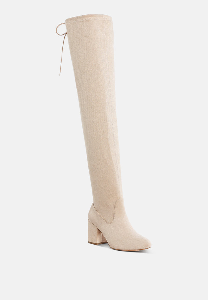 minimal drawstring detail knee-high boots by mode#color_beige