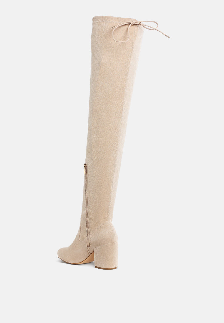 minimal drawstring detail knee-high boots by ruw#color_beige