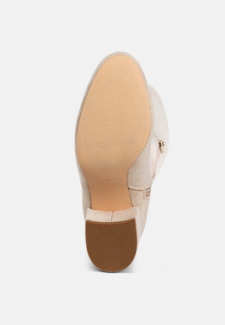 minimal drawstring detail knee-high boots by ruw#color_beige