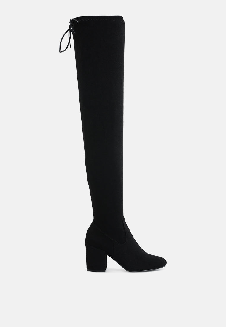 minimal drawstring detail knee-high boots by mode#color_black