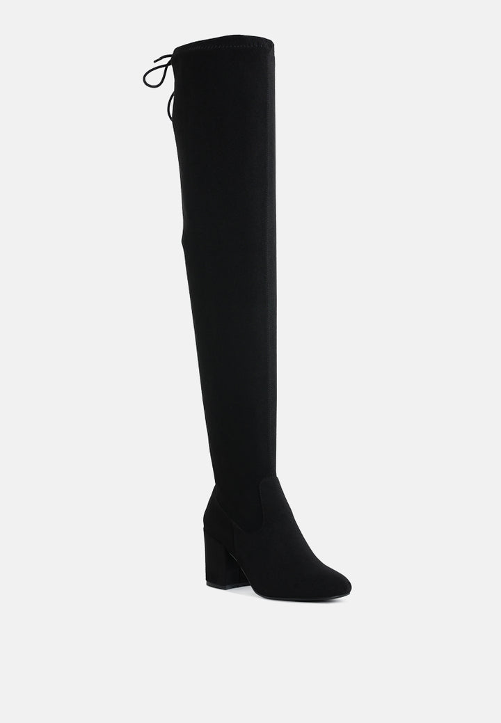 minimal drawstring detail knee-high boots by mode#color_black