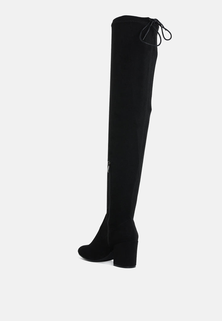 minimal drawstring detail knee-high boots by mode#color_black