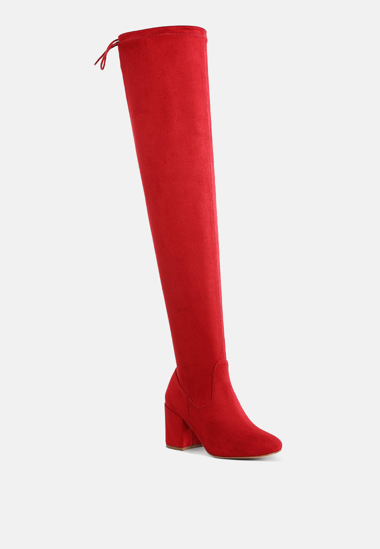 minimal drawstring detail knee-high boots by ruw#color_red