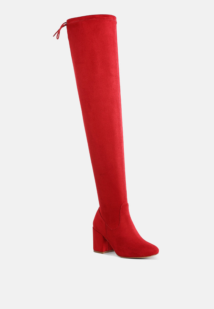 minimal drawstring detail knee-high boots by ruw#color_red