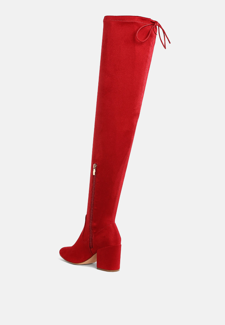 minimal drawstring detail knee-high boots by ruw#color_red