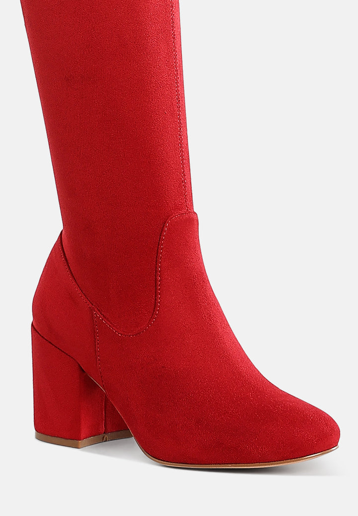 minimal drawstring detail knee-high boots by mode#color_red