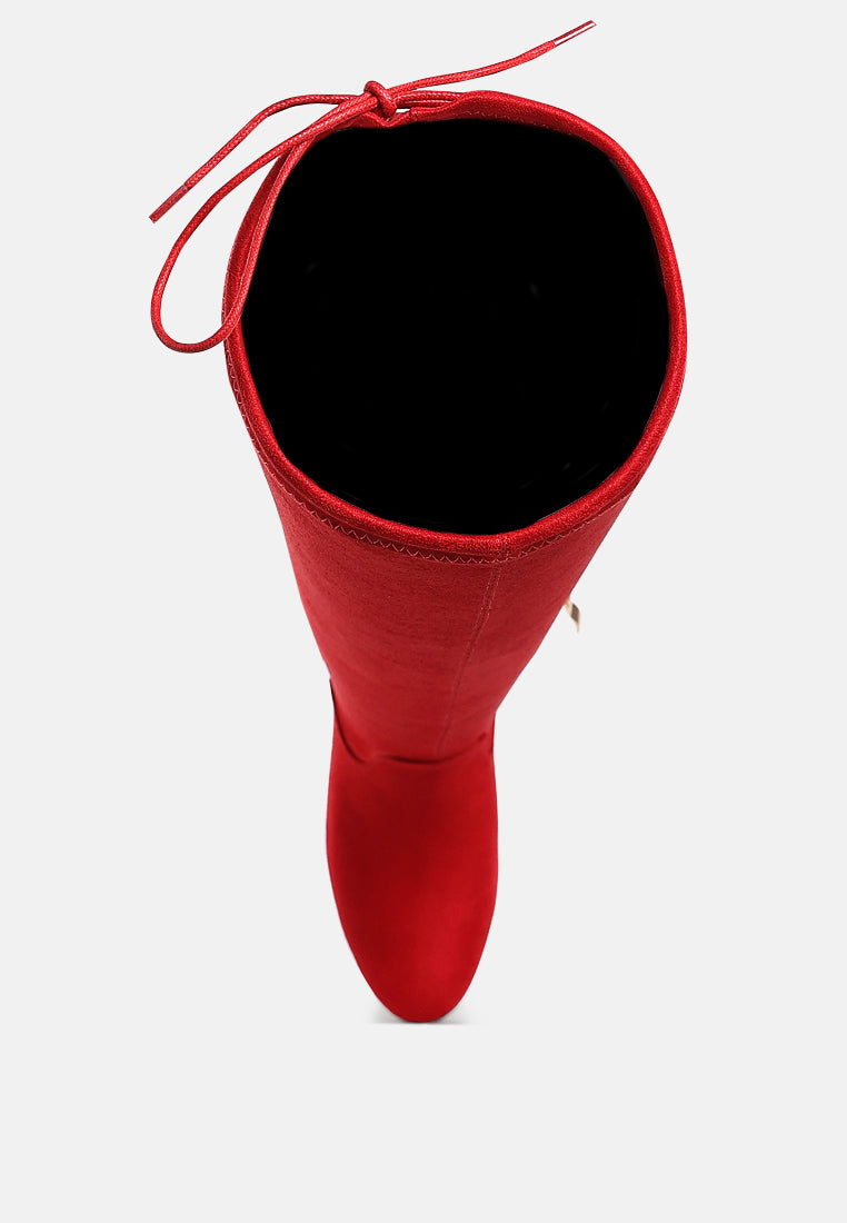 minimal drawstring detail knee-high boots by ruw#color_red