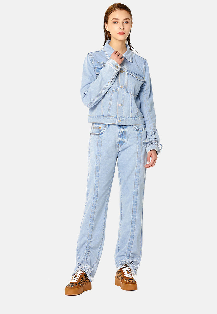 relaxed fit frayed hem jeans#color_blue