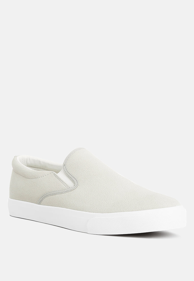 faux suede slip on sneakers#color_light-grey