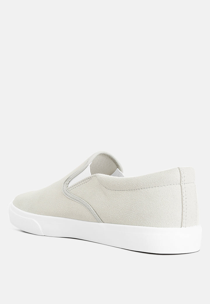 faux suede slip on sneakers#color_light-grey