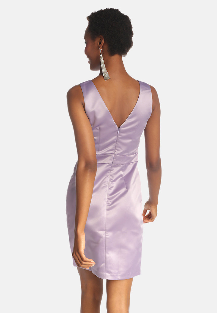 satin bodycon mini dress#color_light purple
