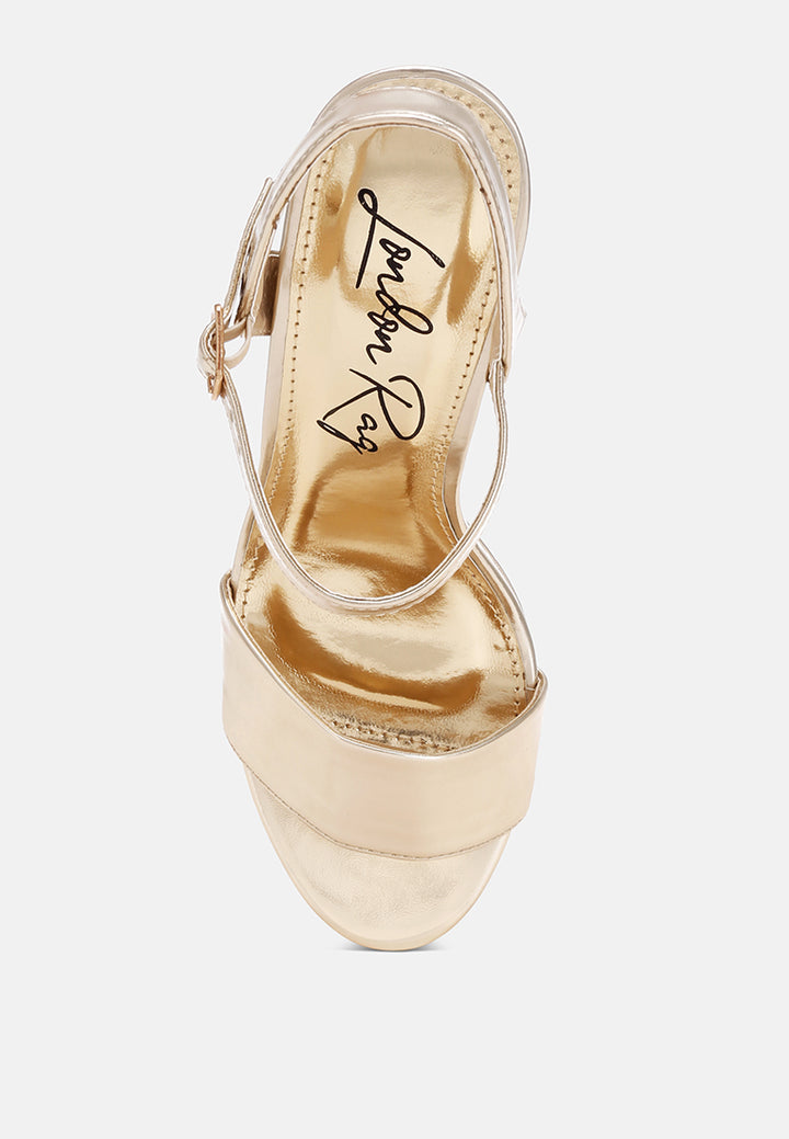Tacones en bloque con plataforma y hebilla lilasta#color_gold-metallic
