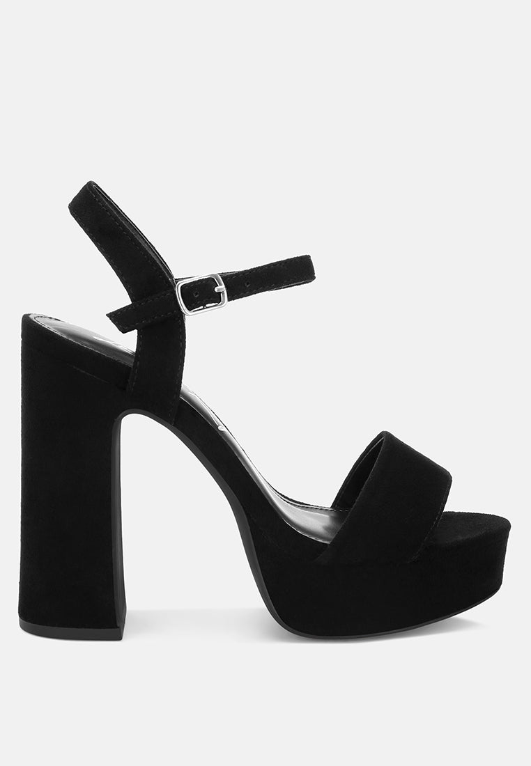 lilasta pin buckle platform block heels#color_black-suede