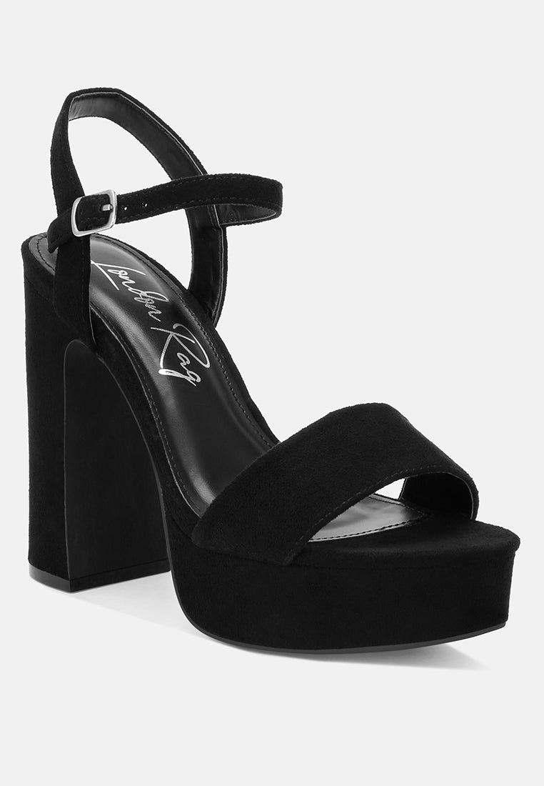 lilasta pin buckle platform block heels#color_black-suede