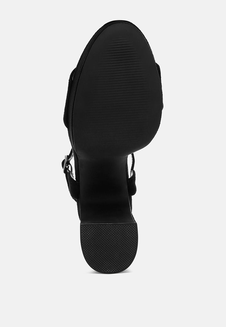 Tacones en bloque con plataforma y hebilla lilasta#color_black-suede