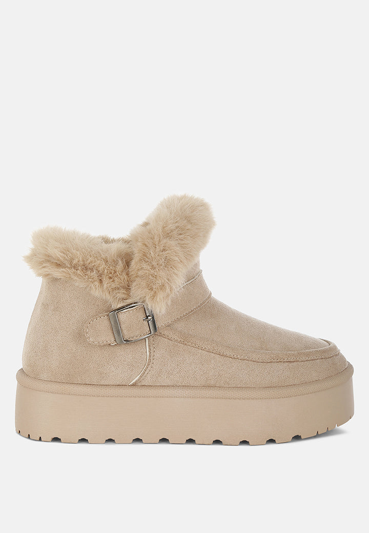 linka pin buckle detail snow boots#color_beige