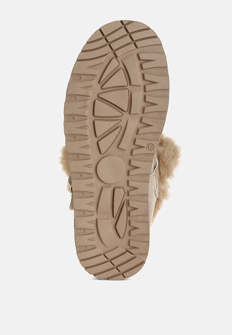 linka pin buckle detail snow boots#color_beige