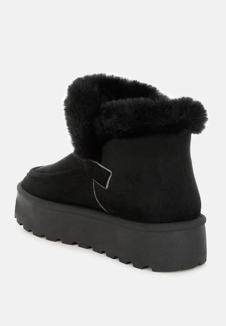 linka pin buckle detail snow boots#color_black