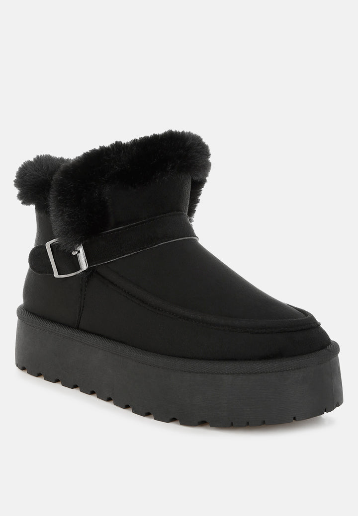 linka pin buckle detail snow boots#color_black