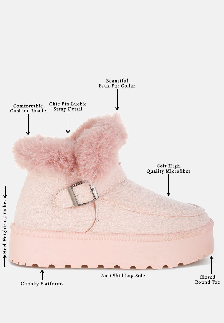 linka pin buckle detail snow boots#color_pink