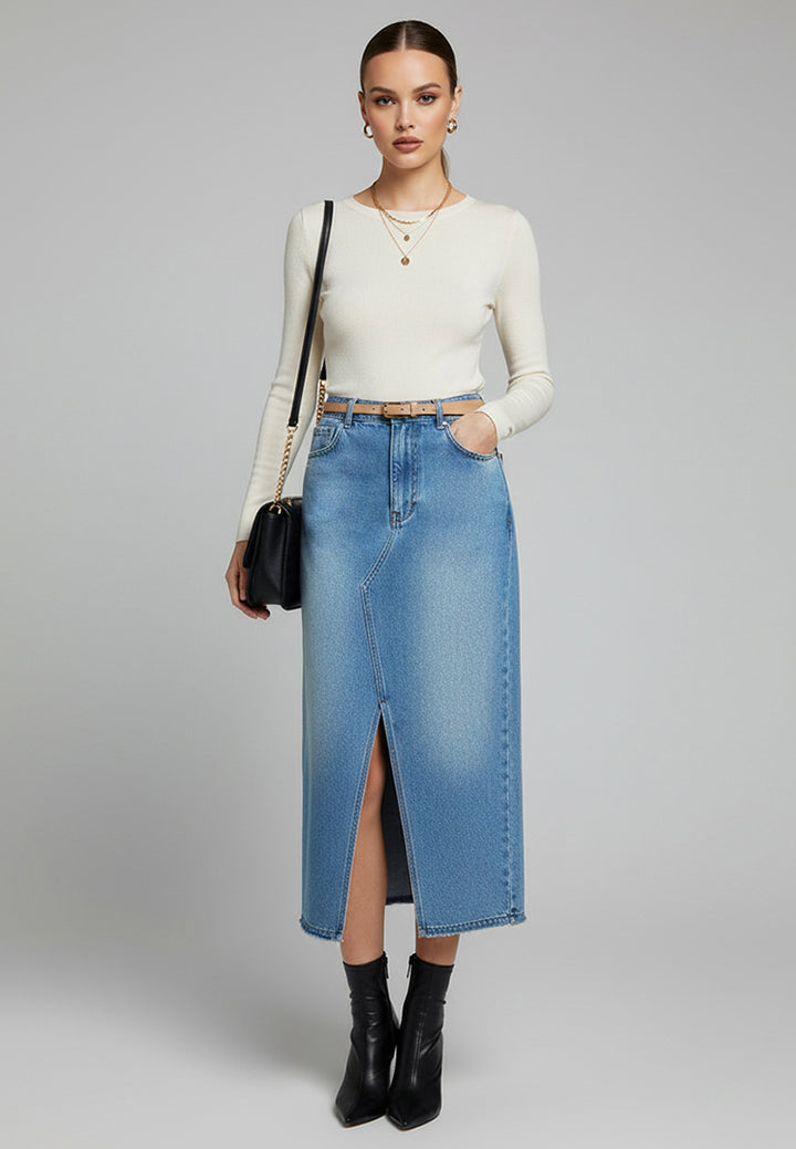 cutesy wash daring denim skirt#color_mid-blue