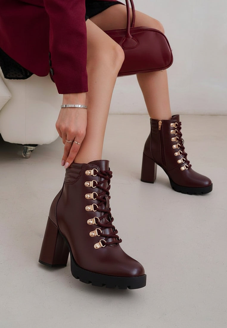 hamiltons lace up block heel boots#color_burgundy