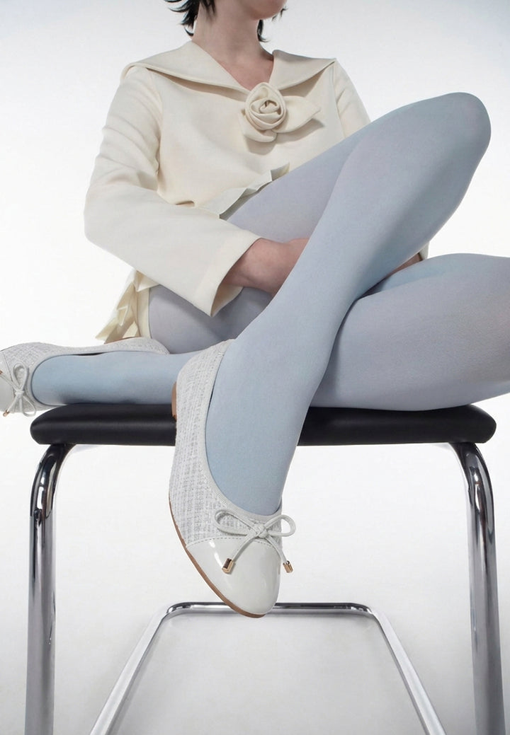 حذاء باليه مسطح من التويد من junpey من rag#color_white