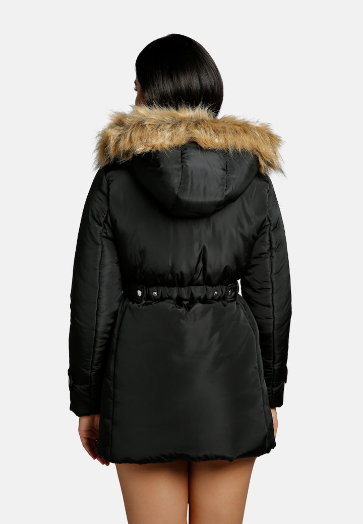 long puffer jacket hoodie#color_black