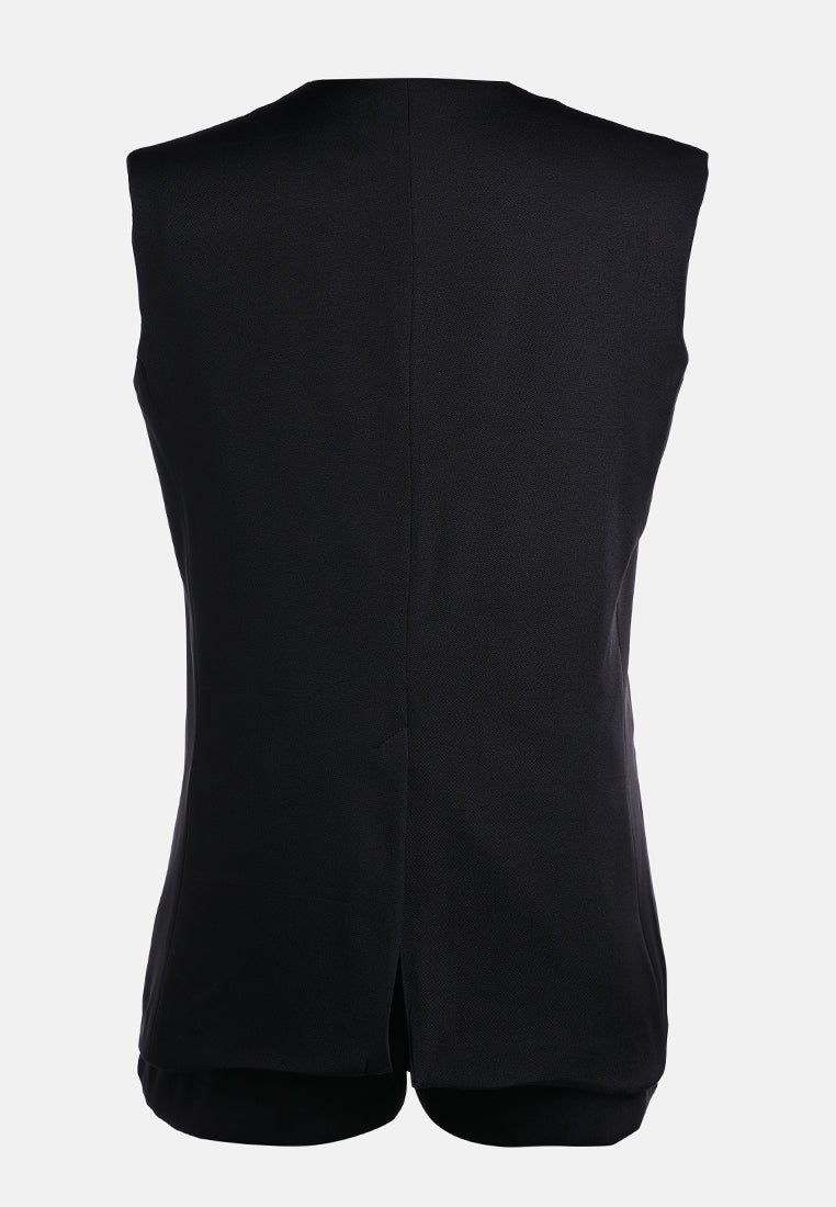 longline waistcoat & pleated shorts set by ruw#color_black