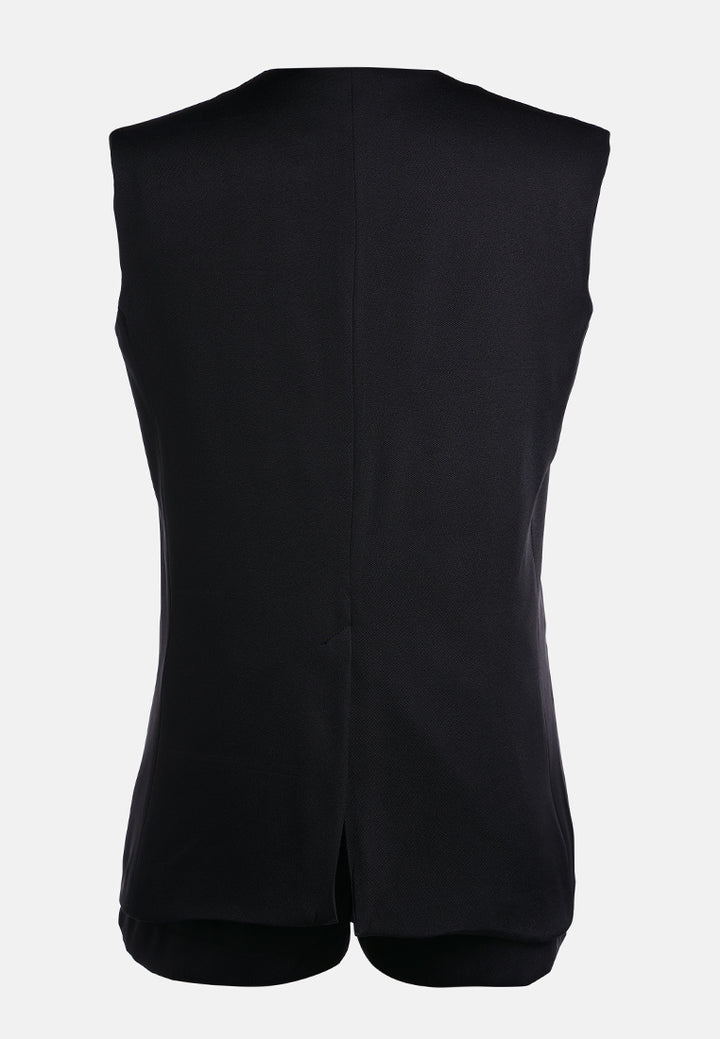 longline waistcoat & pleated shorts set by ruw#color_black