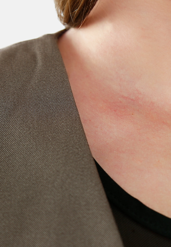 longline waistcoat & pleated shorts set by ruw#color_taupe