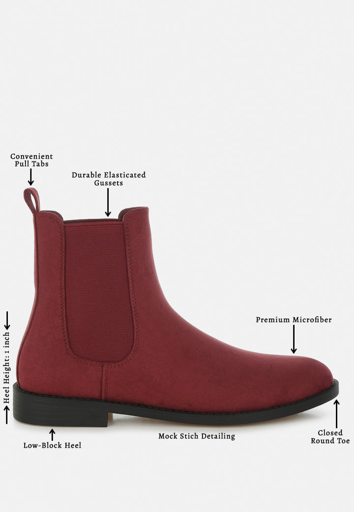ayasa low block heel chelsea boots#color_burgundy