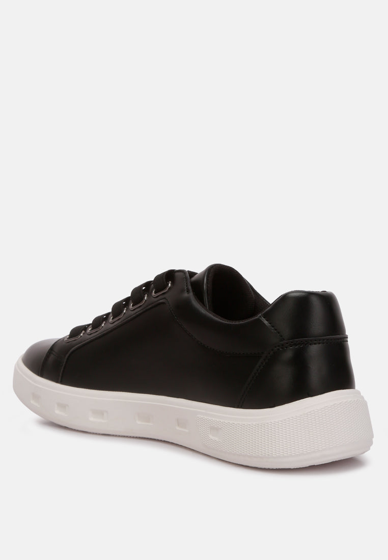 low flatform heel lace up sneakers by ruw#color_black