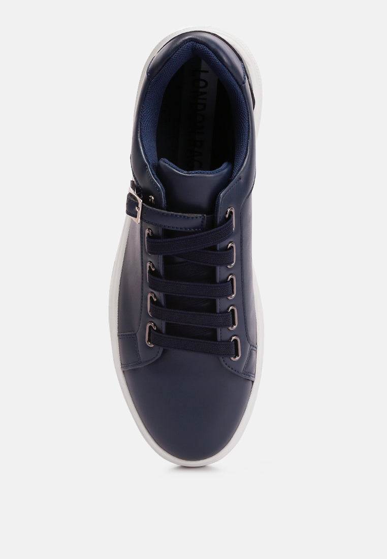 low flatform heel lace up sneakers by ruw#color_navy