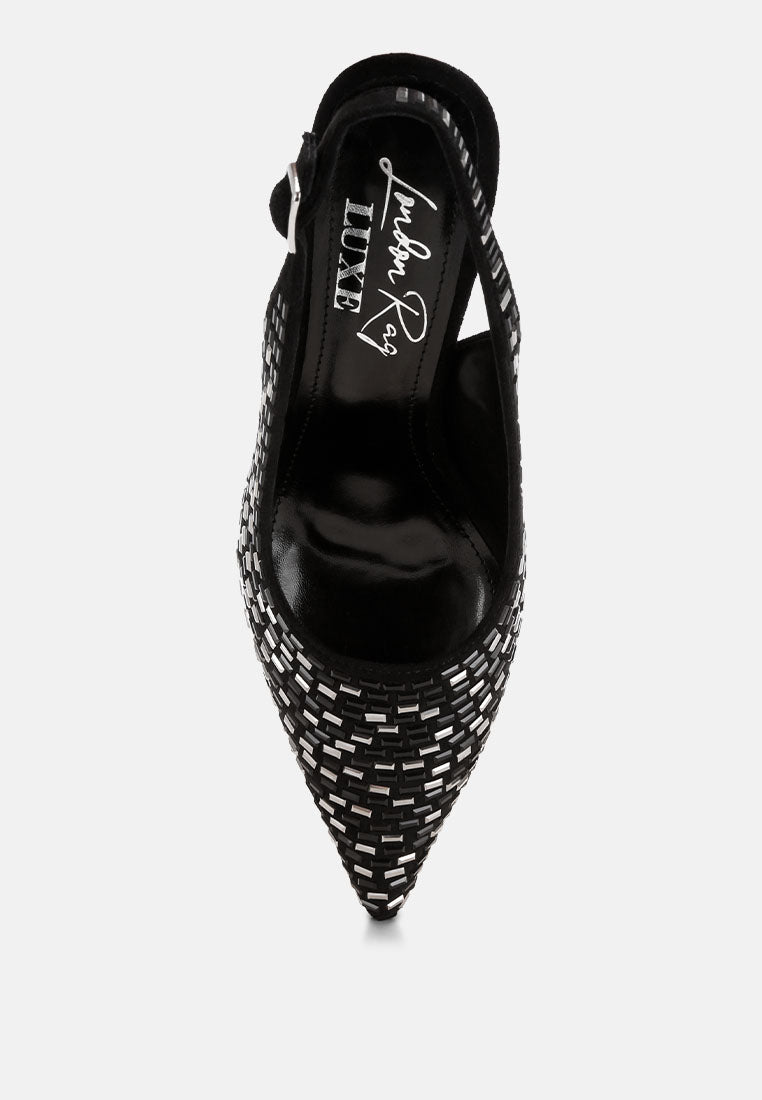 lutina rhinestones embellished slingback sandals#color_black