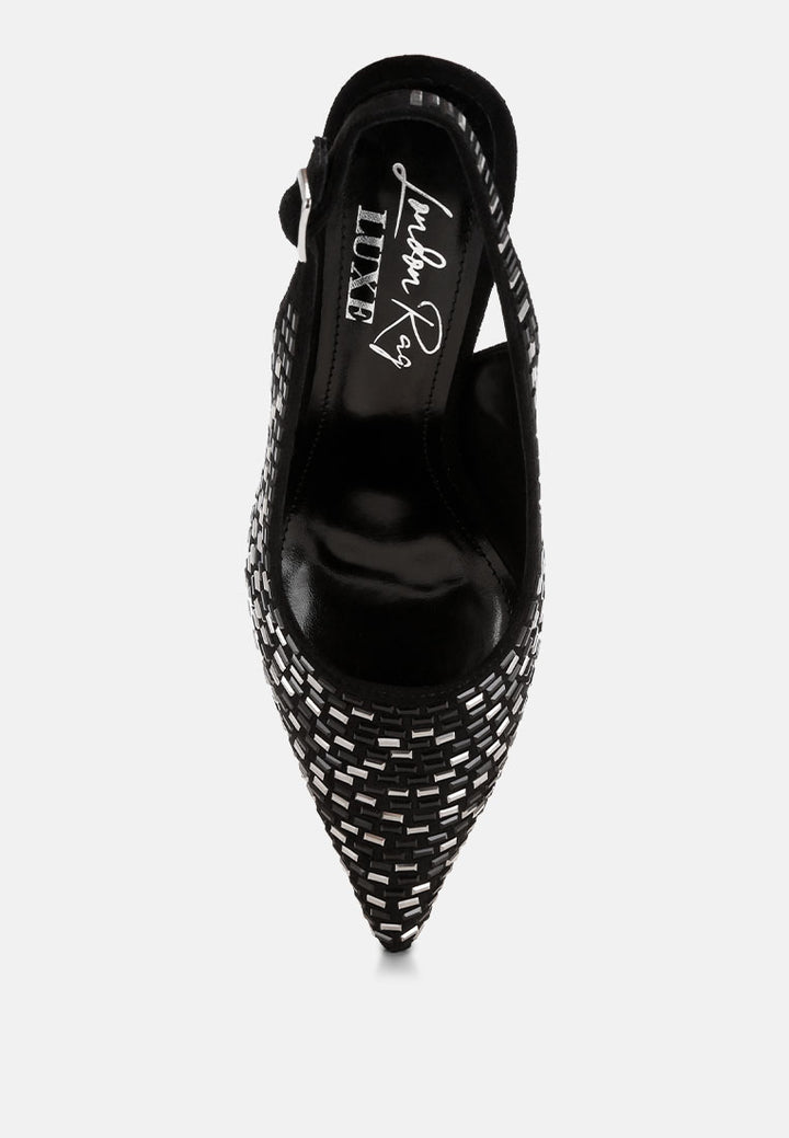 lutina rhinestones embellished slingback sandals#color_black
